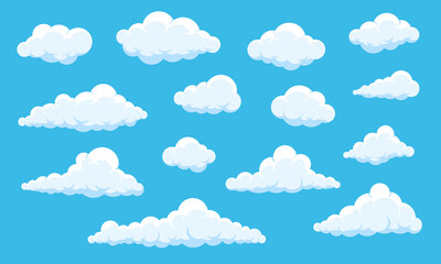 Set of clouds isolated on blue sky - obrazy, fototapety, plakaty