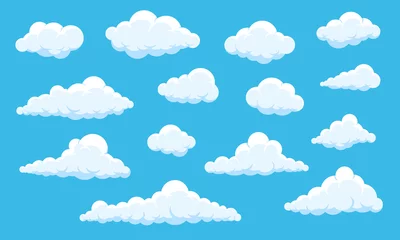 Foto op Canvas Set van wolken geïsoleerd op blauwe hemel © Inactive