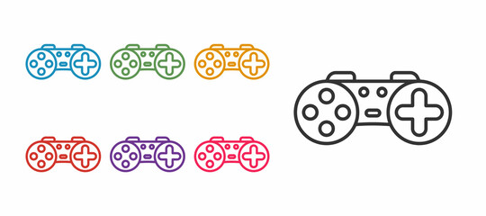 Set line Gamepad icon isolated on white background. Game controller. Set icons colorful. Vector
