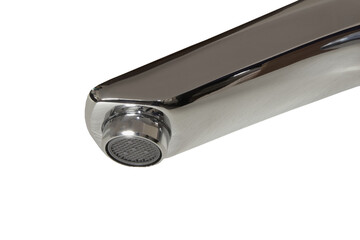 spout for faucet,close up of goose for bath faucet isolated on white background, goose for faucet