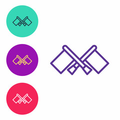 Set line Flag icon isolated on white background. Location marker symbol. Set icons colorful. Vector