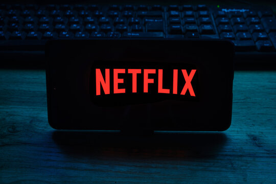 Kostanay, Kazakhstan, November 16, 2021.NETFLIX logo is an American entertainment company, a streaming service for movies and TV series on smartphone screen.