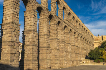 View of the Aqueduct of Segovia in Spain 