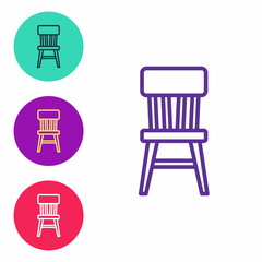 Set line Chair icon isolated on white background. Set icons colorful. Vector