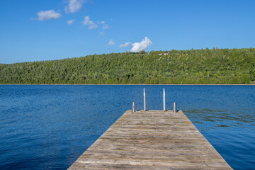 wooden dock on lake