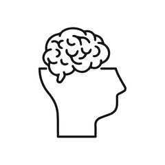 Thinking line icon. Human head with open brain. Brainwork concept