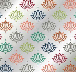 Colorful water lilies, wedding card design, royal India	