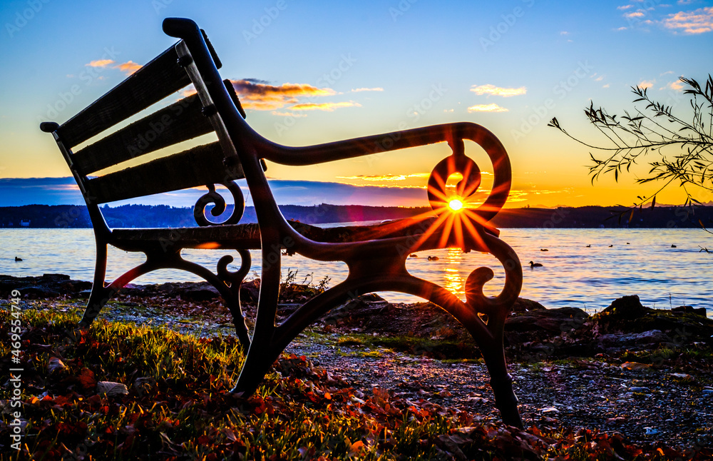 Poster bench at a park