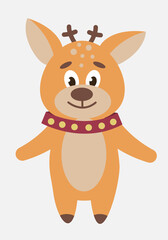 Cute brown Christmas deer with a red collar.