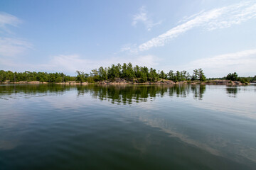 calm day on the water at the lake