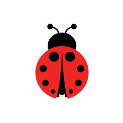 Red ladybug. Vector object, simple flat design. Isolated on a white background.