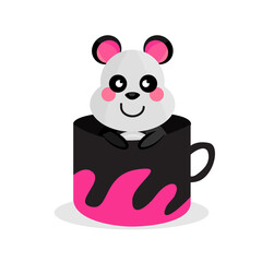 Obraz na płótnie Canvas Cute animal panda character inside cup design