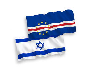 Flags of Republic of Cabo Verde and Israel on a white background