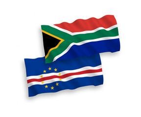 Flags of Republic of Cabo Verde and Republic of South Africa on a white background