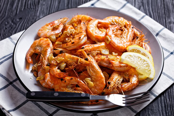 Grilled garlic butter prawns on a plate