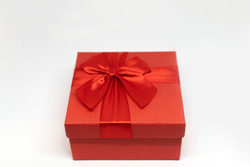 Red box with bow on white background