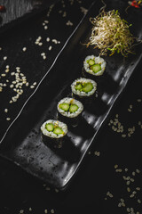 Perfect Sushi Japanese Asian Seafood Food Dish Menu Gourmet Restaurant Chef on Dark Background