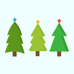 A set of three Christmas trees for use in a clipart or banner