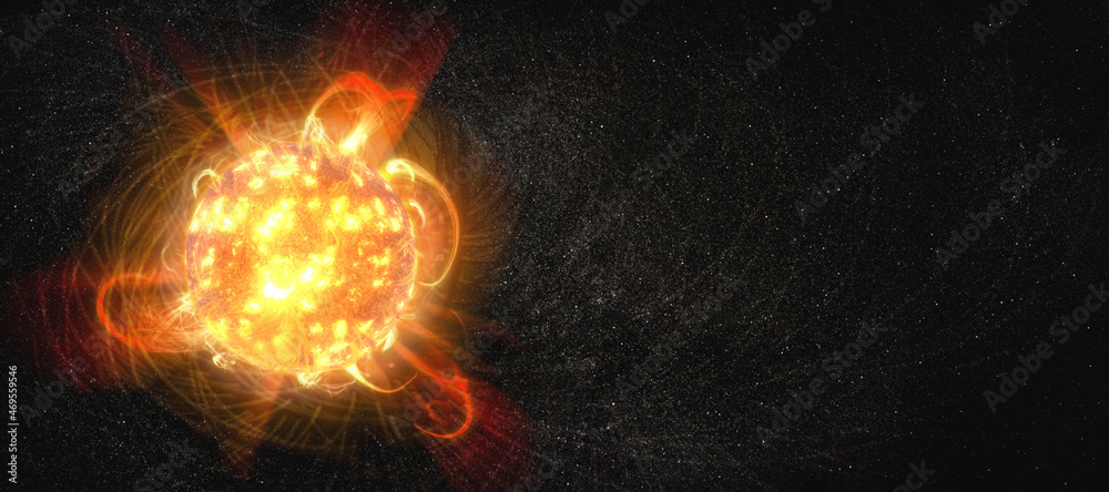 Sticker sun in space. elements of this image furnished by nasa.