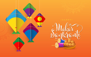 Happy Makar Sankranti Festival Greeting Background