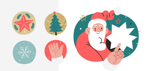 Web Santa - icons set for corporative website.