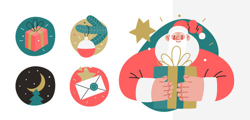 Web Santa - icons set for corporative website.