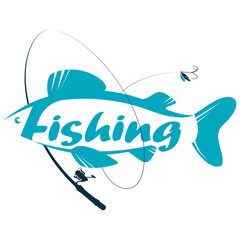 The fish is chasing the bait. Fishing rod with reel and line