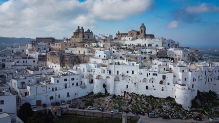 Fototapeta premium Ostuni - the white city in Italy - a famous landmark at the Italian east coast - travel photography