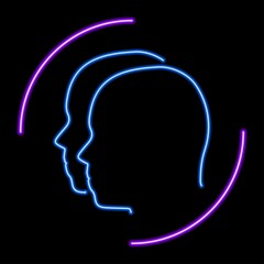 Gemini zodiac sign neon, modern glowing banner design, colorful trend of modern design on black background. Vector illustration.