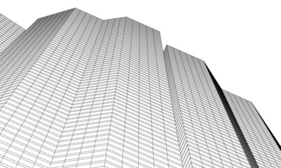 Abstract buildings architectural drawing 3d illustration