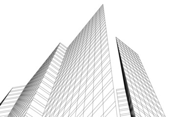 Abstract buildings architectural drawing 3d illustration