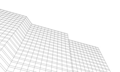 Abstract buildings architectural drawing 3d illustration