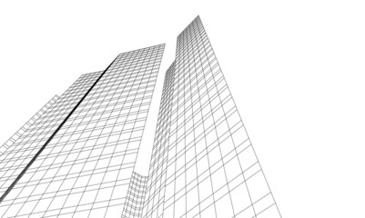Obraz premium Abstract buildings architectural drawing 3d illustration