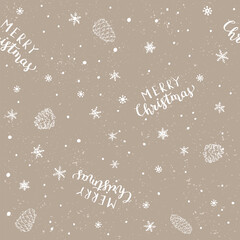 Fototapeta na wymiar Seamless pattern with snow and snowflakes. Christmas and New Year background. Vector illustration.