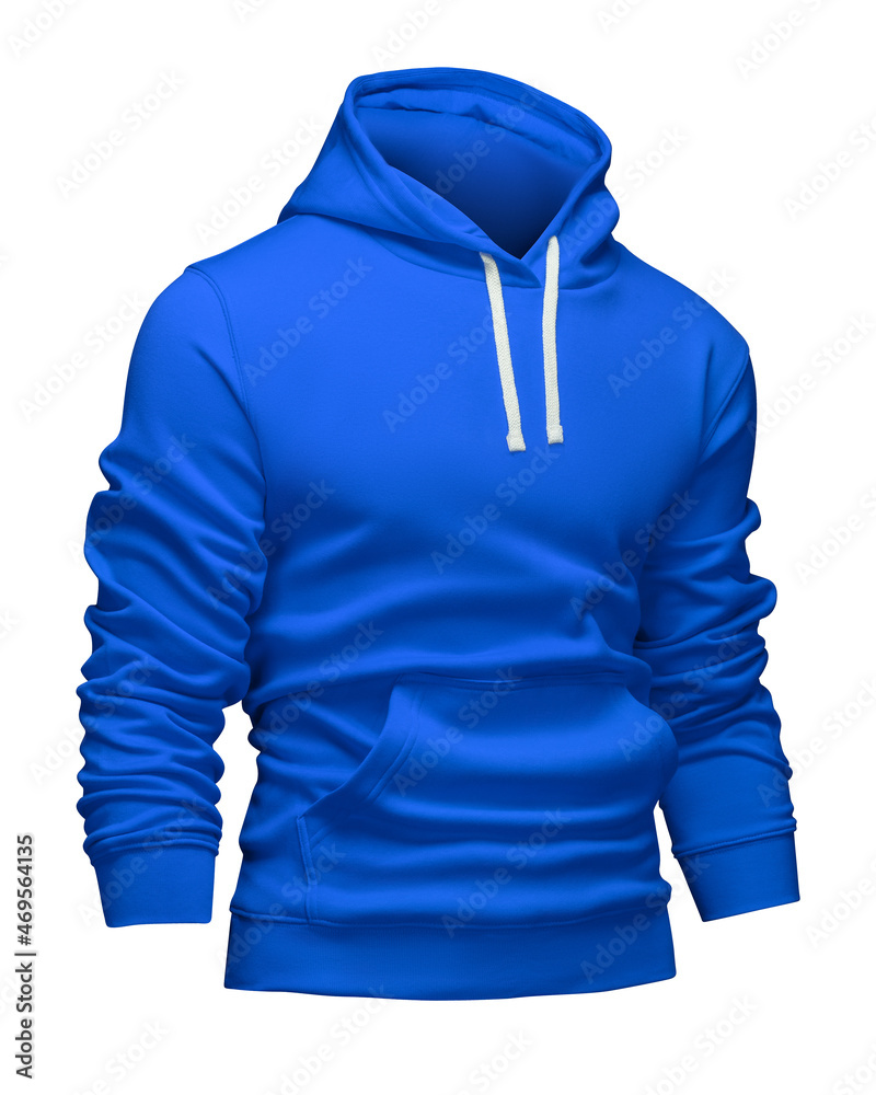 Sticker blue hoodie template. hoodie sweatshirt long sleeve with clipping path, for design mockup for print.