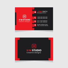 Vector modern creative simple and clean business card design, red abstract unique luxury and professional name card design, print ready corporate business card design.