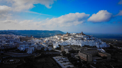 Naklejka premium Ostuni - the white city in Italy - a famous landmark at the Italian east coast - travel photography