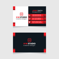 Vector modern creative simple and clean business card design, red abstract unique luxury and professional name card design, print ready corporate business card design.