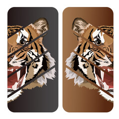 Half head tiger vector illustration