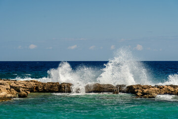Wavy sea splashing during storm