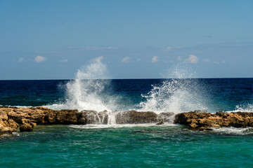 Wavy sea splashing during storm