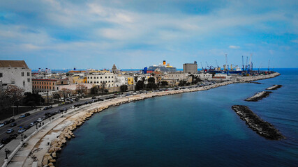 Aerial view over the city of Bari in Italy - travel photography