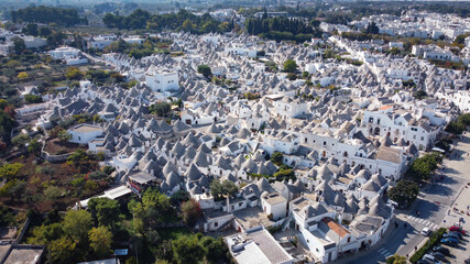 Famous landmark in Alberobello in Italy - the historic Trulli houses - travel photography