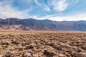 Famous salt field Devils Golf Course in Death Valley National Park