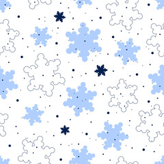 Winter snowflakes seamless pattern. Christmas background for wallpapers, textiles, papers, fabrics, web pages.