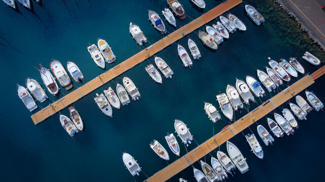 Boats at a marina - view from above - travel photography