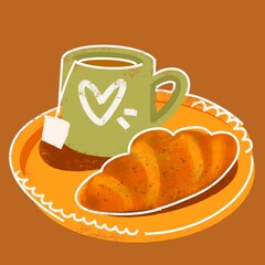 cup of coffee and croissant