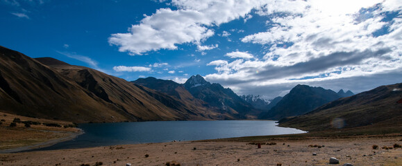Andes panorama with lake