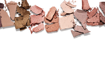 Nude palette swatches eye shadow isolated on white background