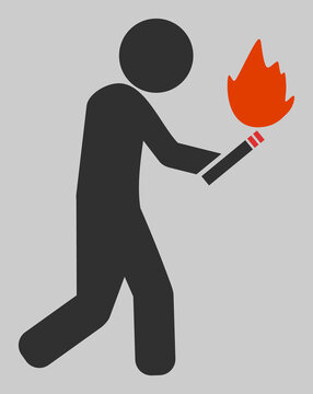 Fire arsonist vector illustration. An isolated flat icon illustration of fire arsonist with nobody.